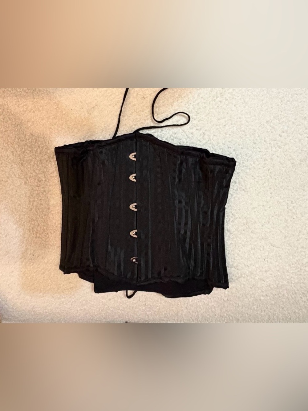 Black Satin Corset Top - Women's Strapless Bustier